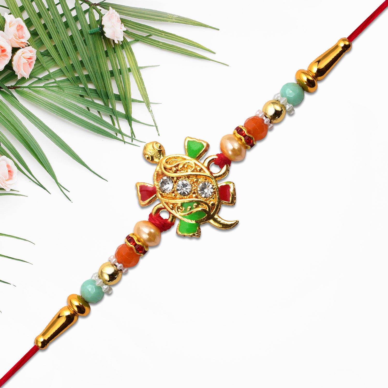 Tortoise Design Rakhi With Stones  Colorful Beads Tortoise Design Rakhi With Stones  Colorful Beads